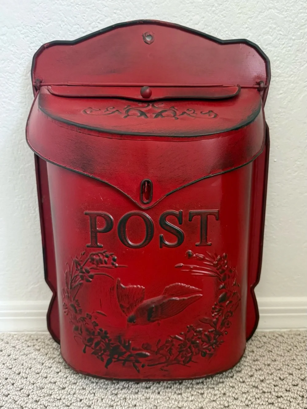 Red Vintage-Style Wall Mailbox - 